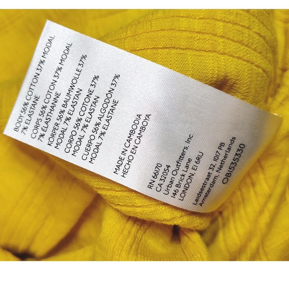 Anthropologie Pilcro Yellow Ruched Ribbed Halter Top - Picture 4 of 6